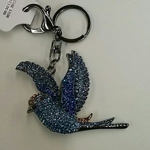 Bluebird key ring/key chain with crystals.